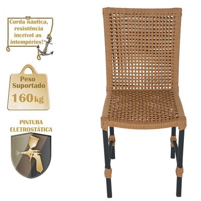 Mesa Ascoli 120 Cm Com 6 Cadeiras Cannes De Alumínio Trama Terra Cota