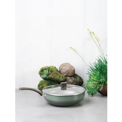 Frigideira Wok Ekó 28cm com Tampa de Vidro Antiaderente 4,3L Multiflon Verde