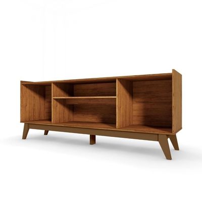Rack Para Tv Com Portas Laterais E Detalhe Amadeirado