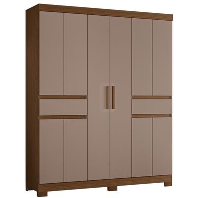 Guarda Roupa Solteiro Olímpia 10 Portas 2 Gavetas Nogueira-capuccino - Móveis Albatroz Nogueira-capuccino