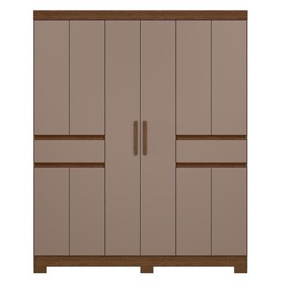 Guarda Roupa Solteiro Olímpia 10 Portas 2 Gavetas Nogueira-capuccino - Móveis Albatroz Nogueira-capuccino