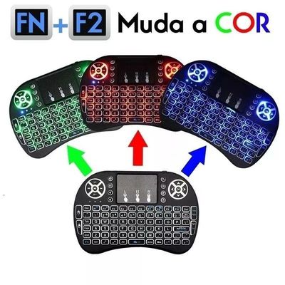 Mini Controle Wireless Mini Keyboard Usb Sem Fio Touch Pad Led P
