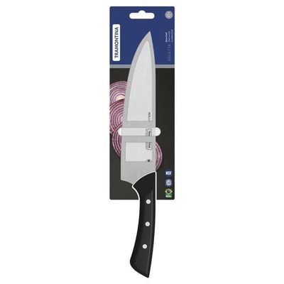 Faca Chef Tramontina Solutta Em Aço Inox E Cabo Em Policarbonato Preto 8"