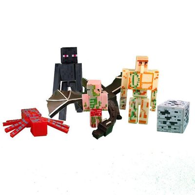 Cartela Minecraft Dragão 5 Bonecos + 1 Bloco Pigman