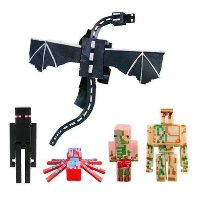 Cartela Minecraft Dragão 5 Bonecos + 1 Bloco Pigman