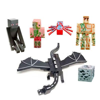 Cartela Minecraft Dragão 5 Bonecos + 1 Bloco Pigman