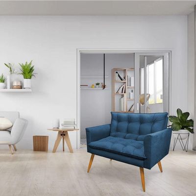 Namoradeira 2 Lugares Olivia Suede Azul Marinho Pallazio
