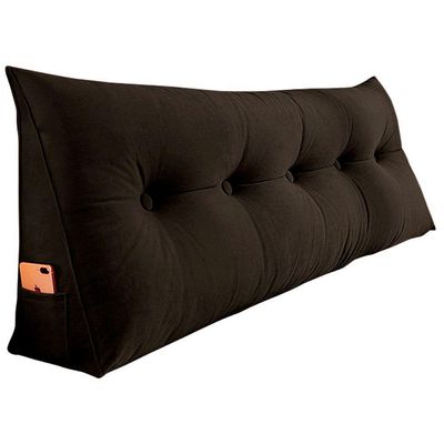 Almofada Para Cabeceira Encosto Apoio Lombar Spot 195cm Com Porta Celular Suede - Abmaza Cor Marrom