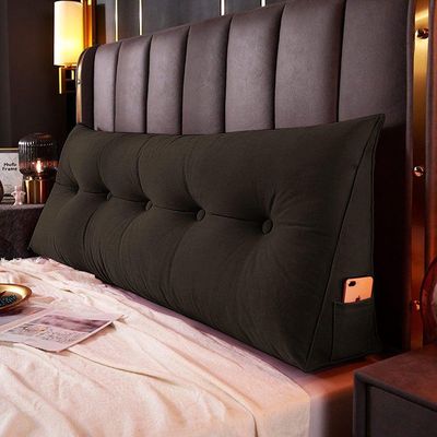 Almofada Para Cabeceira Encosto Apoio Lombar Spot 195cm Com Porta Celular Suede - Abmaza Cor Marrom