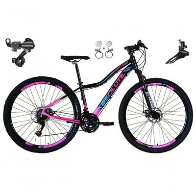 Bicicleta Aro 29 Absolute Hera Feminina 21v Cambios Shimano Freio Hidraulico Mtb Alumínio preto-rosa Tam: 17