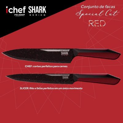 Panelas Ultra Day By Day 24cm Com Tampa De Vidro Vermelho E Kit Com 2 Facas Revestimento Ichef Red | Ichef