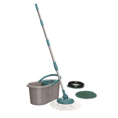 Mop Giratório FlashLimp Fit 3 em 1 com Balde 8L, Cabo Telescópico e 3 Tipos de Refis Cinza