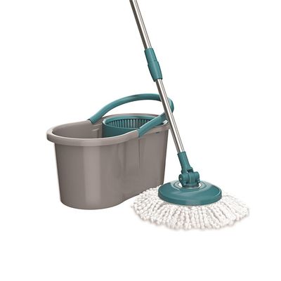 Mop Giratório FlashLimp Fit 3 em 1 com Balde 8L, Cabo Telescópico e 3 Tipos de Refis Cinza
