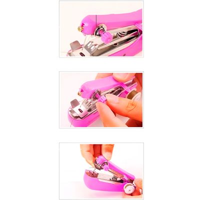 Mini Máquina Costura de Bolso Portátil Reparo Ferramenta - Reparos Rápidos e Práticos | Cor:Rosa
