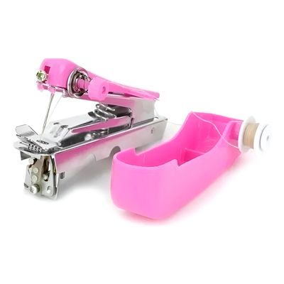 Mini Máquina Costura de Bolso Portátil Reparo Ferramenta - Reparos Rápidos e Práticos | Cor:Rosa