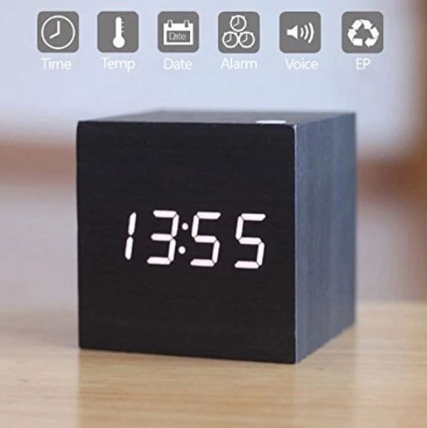 Relogio Despertador Digital Cubo - Preto