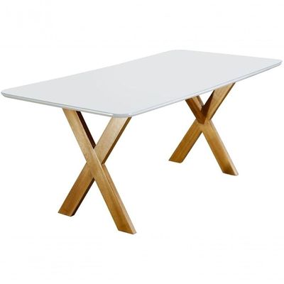Mesa De Jantar Com Vidro Madeira Maciça - Munique-1,80x0,90m - Móveis Mundial