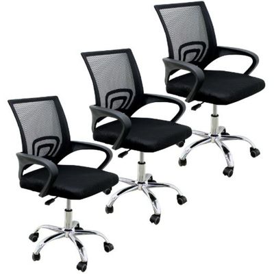 Kit 3 Cadeiras de Escritorio Begonia Tela Mesh Ergonomico