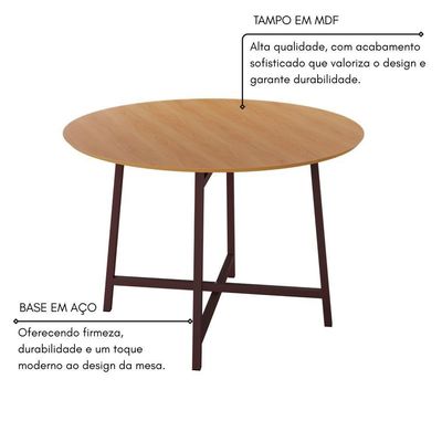 Mesa Redonda 90cm Modelo Festa - Base Marrom