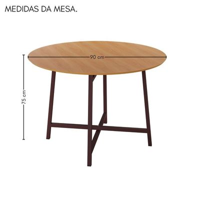 Mesa Redonda 90cm Modelo Festa - Base Marrom