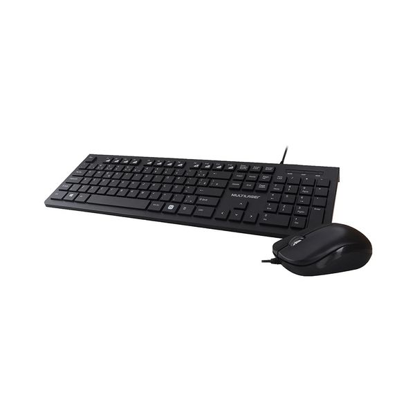 Kit Teclado Multimídia e Mouse Multilaser Slim com Fio USB Preto TC240