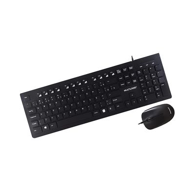 Kit Teclado Multimídia e Mouse Multilaser Slim com Fio USB Preto TC240