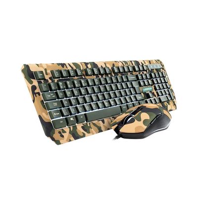 Kit Teclado e Mouse Gamer Multimídia Multilaser TC249 Army com Fio USB