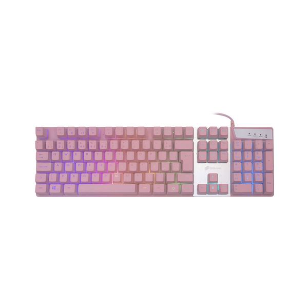 Teclado Gamer OEX Game Prismatic com LED Rosa TC205