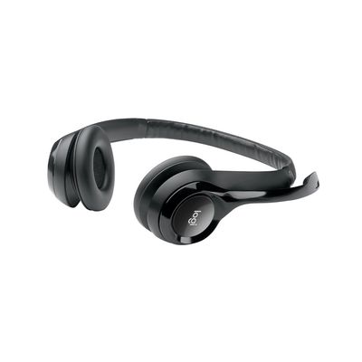 Headset com Fio USB Logitech H390 com Almofadas em Couro Preto