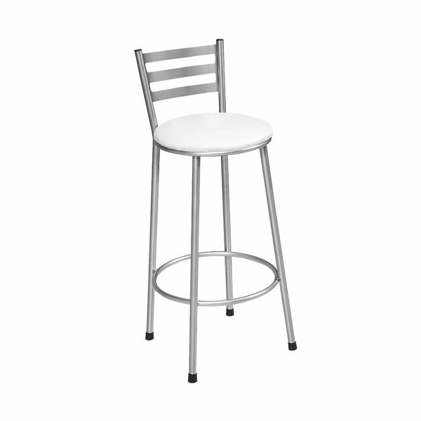 Banco com Encosto Metalnew Millenium Aço com Assento Branco 70cm