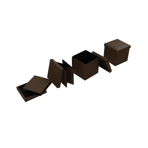 Puff Baú Organizador 38x38x39cm Courino Mdf Tranca Marrom Puff Baú Organizador 38x38x39cm Courino Mdf Tranca Marrom