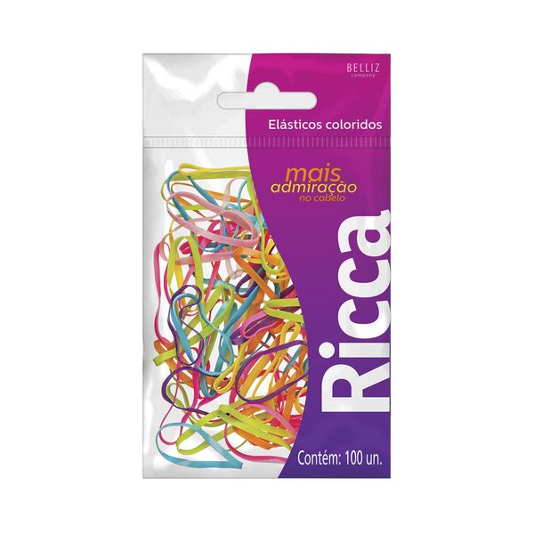 Elástico para Cabelo Ricca Colorido com 100 Unidades