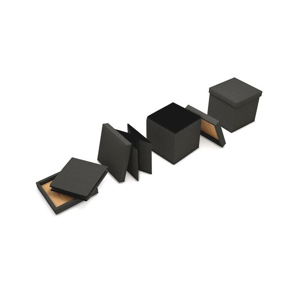 Puff Baú Belladecor Desmontável 38x38cm Trança Preto