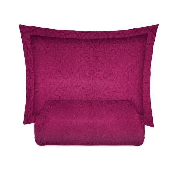 Kit Colcha Solteiro Le Casa Lisa 100% Poliéster Rosa Magenta 2 Peças