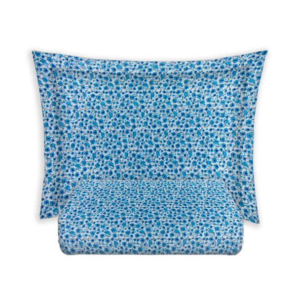 Kit Colcha Solteiro Le Casa Korea 100% Poliéster Azul com 2 Peças