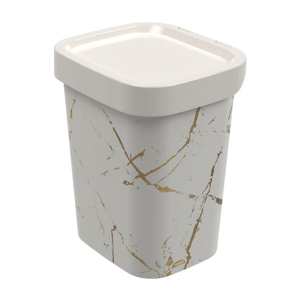 Lixeira Plasútil Classic Decorativa 4,6L Branca com Dourado Lixeira Plasútil Classic Decorativa 4,6L Branca com Dourado