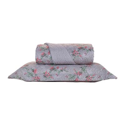 Kit Colcha Solteiro Andreza Rosely Floral 100% Poliéster 2 Peças