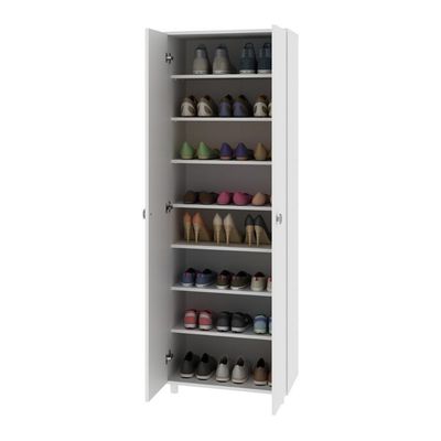 Sapateira Vertical 57cm Com 2 Portas E 7 Prateleiras Multimóveis Cr35394 Branco
