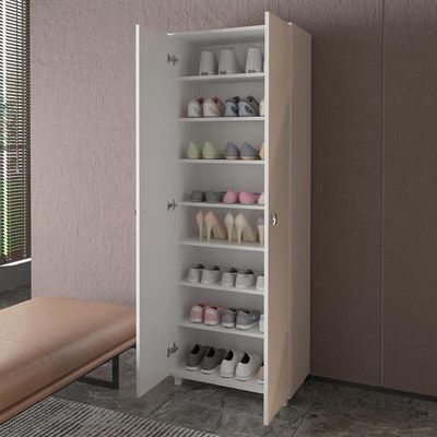 Sapateira Vertical 57cm Com 2 Portas E 7 Prateleiras Multimóveis Cr35394 Branco