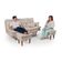 Sofá Cama Andorra 3 Lugares Império Reclinável Casal Pés Madeira Com Banqueta Suede Areia 376