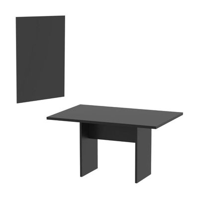 Conjunto Mesa De Escritório Reunião 136cm Com Painel Para Tv Multimóveis Cr25338 Preto