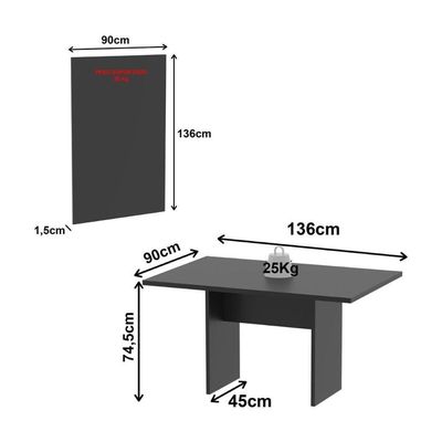 Conjunto Mesa De Escritório Reunião 136cm Com Painel Para Tv Multimóveis Cr25338 Preto