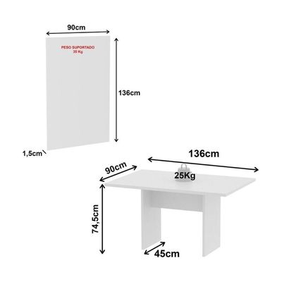 Conjunto Mesa De Escritório Reunião 136cm Com Painel Para Tv Multimóveis Cr25338 Branco