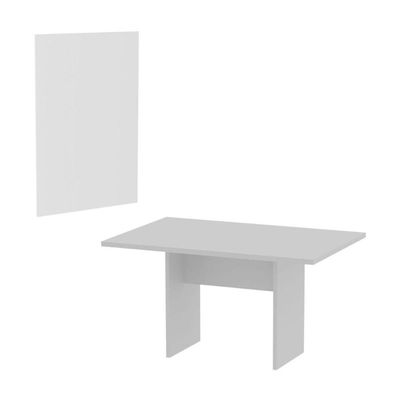 Conjunto Mesa De Escritório Reunião 136cm Com Painel Para Tv Multimóveis Cr25338 Branco