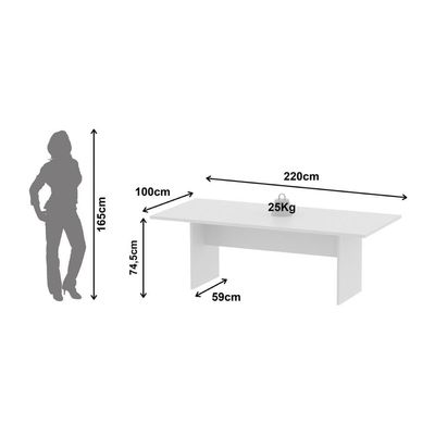 Mesa De Escritório Reunião 220cm Multimóveis Cr25336 Branco