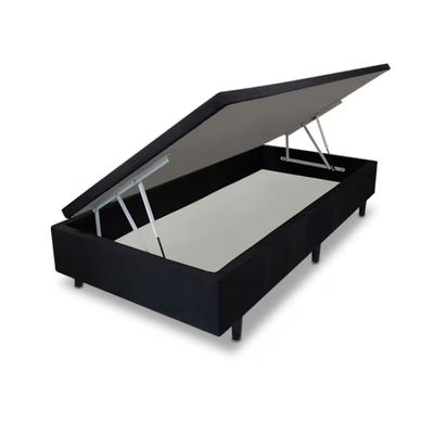 Cama Box Solteiro MGA Lift com Baú e Pistão a Gás + Colchão Thor Espuma D33 19x88x188cm Umaflex Preto e cinza