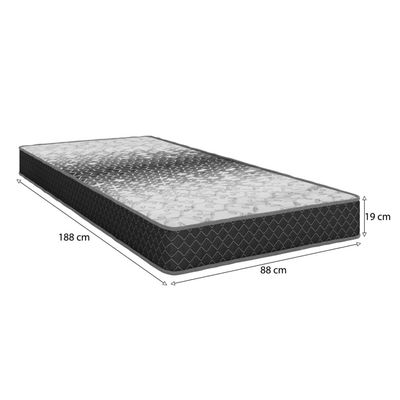 Cama Box Solteiro MGA Lift com Baú e Pistão a Gás + Colchão Thor Espuma D33 19x88x188cm Umaflex Preto e cinza