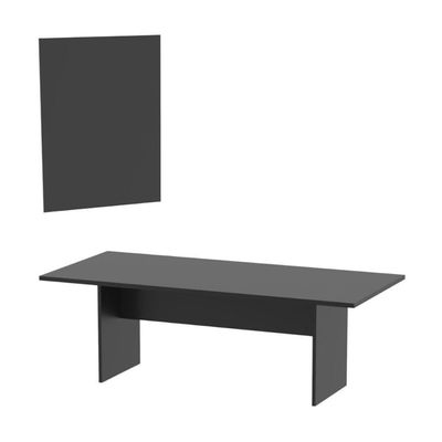 Conjunto Mesa De Escritório Reunião 220cm Com Painel Para Tv Multimóveis Cr25339 Preto