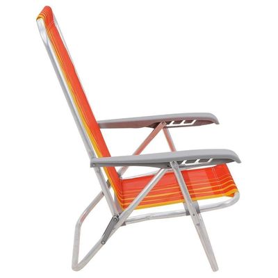 Kit 02 Cadeiras De Praia Reclin.tramontina Bali Baixa Alumínio C/ Assento Laranja E Amarelo 92900101