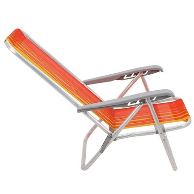 Kit 02 Cadeiras De Praia Reclin.tramontina Bali Baixa Alumínio C/ Assento Laranja E Amarelo 92900101